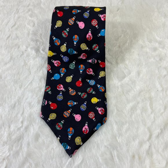John Henry Vintage 100% Silk Tie all over print Christmas Ornaments - Picture 2 of 5
